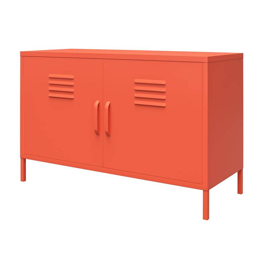 Orange Metal Locker Accent Cabinet with Adjustable Shelving
