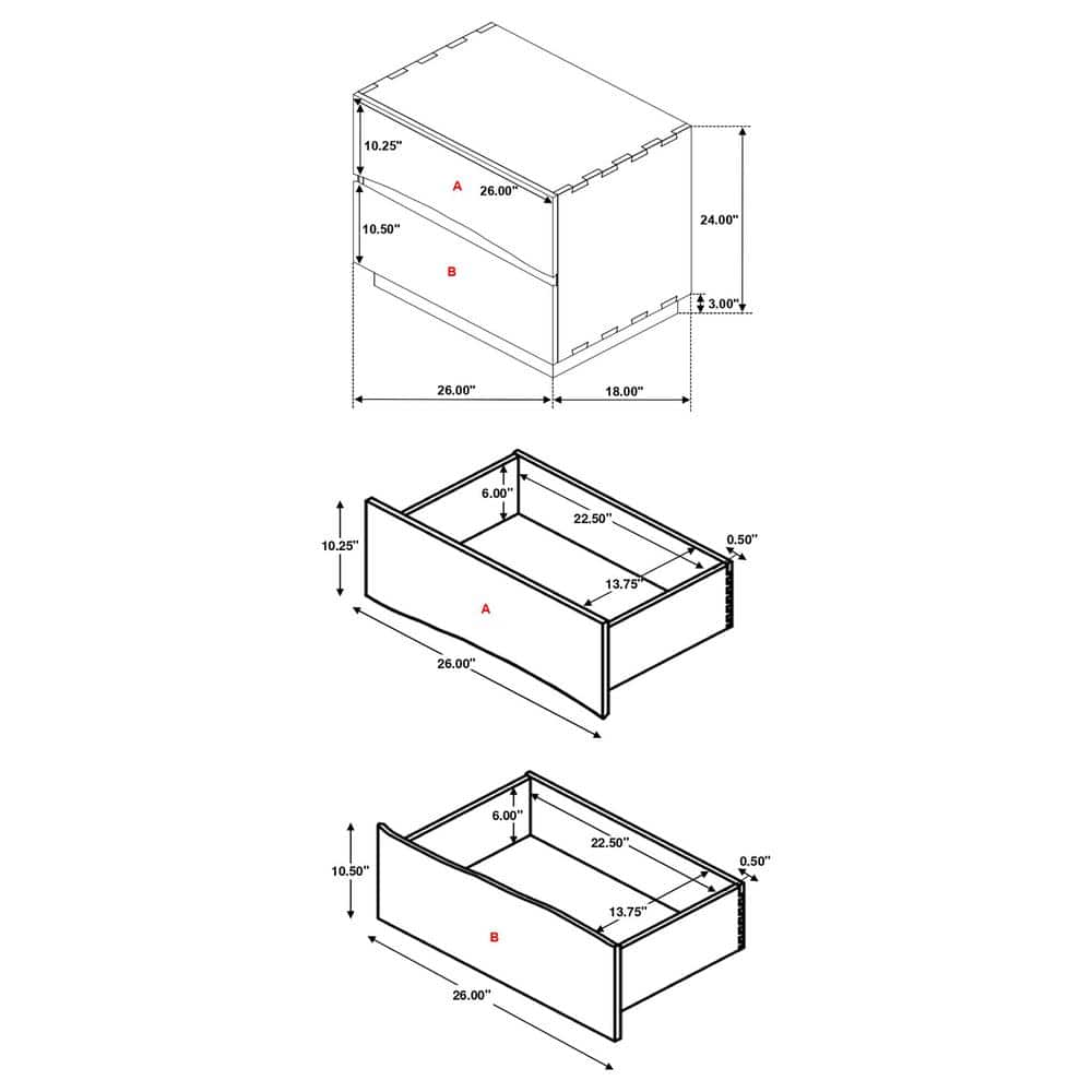 Smokey Walnut and Coffee Bean 2-Drawer Nightstand