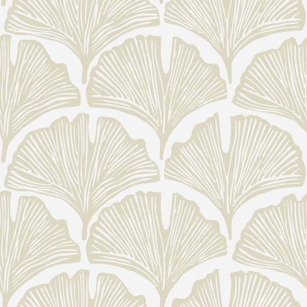 Tempaper Novogratz White and Beige Feather Palm Vinyl Peel and Stick Wallpaper Roll (Covers 56 sq. ft. )