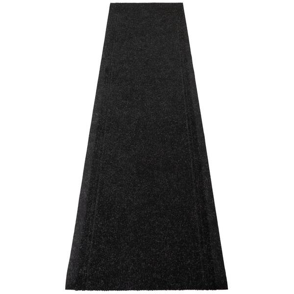 Unbranded Tracker Indoor/Outdoor Hallway Runner Rug 3 ft. W x 25 ft. L Charcoal Polyester Garage Flooring