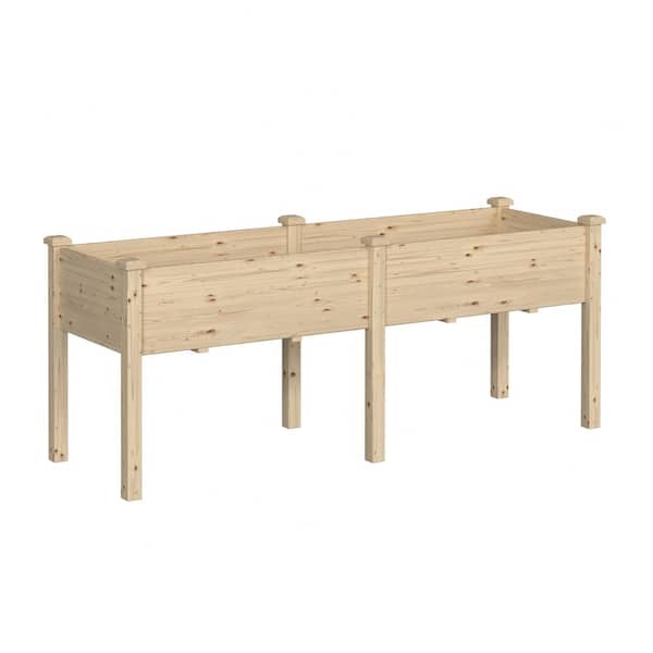72 in. L x 24 in. W x 30 in. H Cedar Wood Raised Garden Bed Elevated Planter Box with 2-Planting Areas, Wood Color