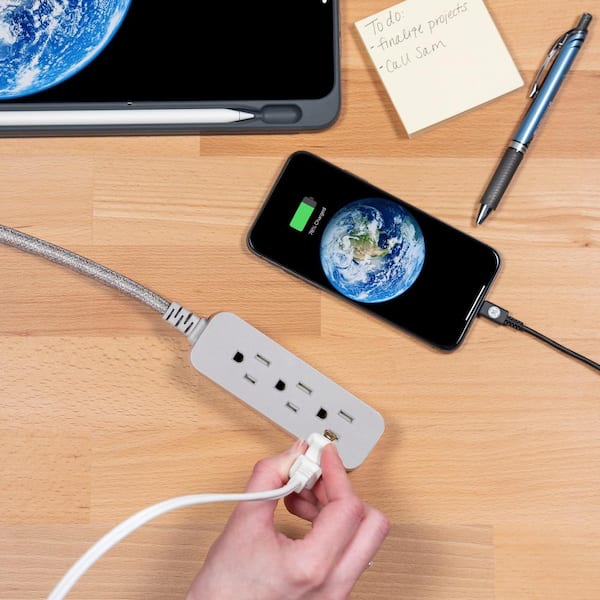 GFCI Power Strips With 9.84 FT Heavy Duty Extension Cord, 4 Gang Sockets 15A Fused SAFEMORE Power Strip 1875J With 30mA RCBO Leakage Protection,Surge Protected For Workshop Garage RV Indoor (Black