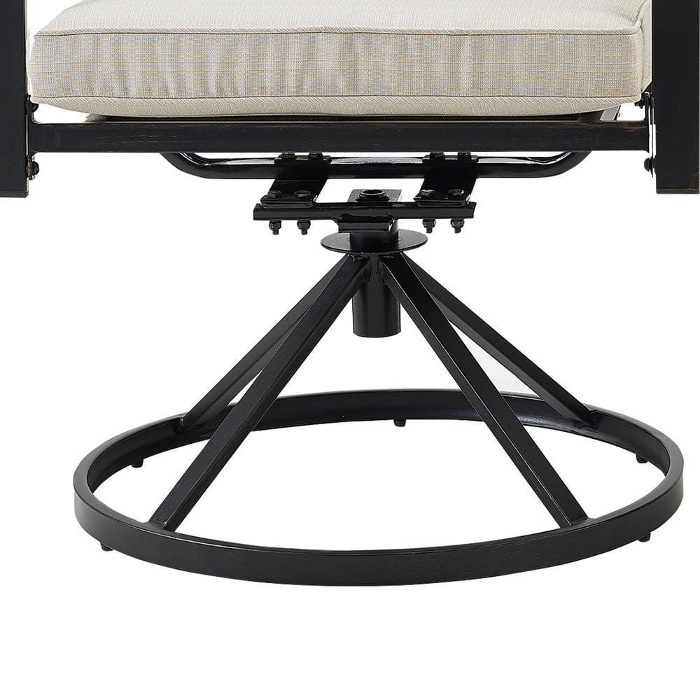 Kaplan 7-Piece Black and Oatmeal Steel Outdoor Dining Set