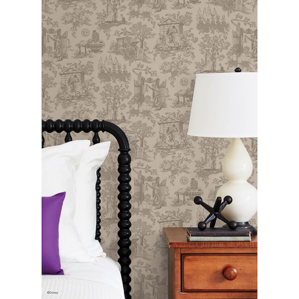 Disney Haunted Mansion Toile Taupe Peel and Stick Wallpaper