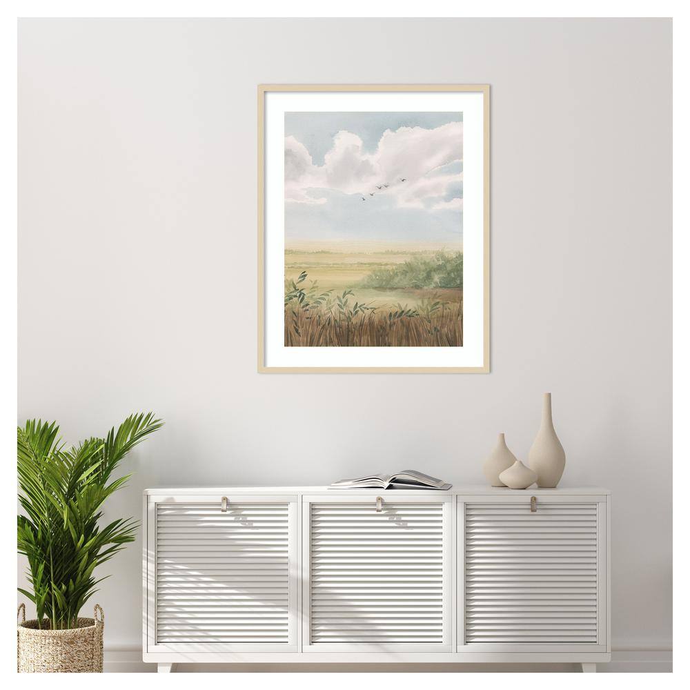Clear Day Meadow II 33"x41" Brown Wood Framed Wall Art