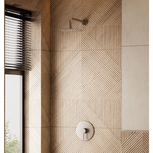 Crozet 1-Spray 10 in. Wall Mount Fixed Shower Head Shower Faucet 1.8 GPM with High Pressure in Brushed Nickel