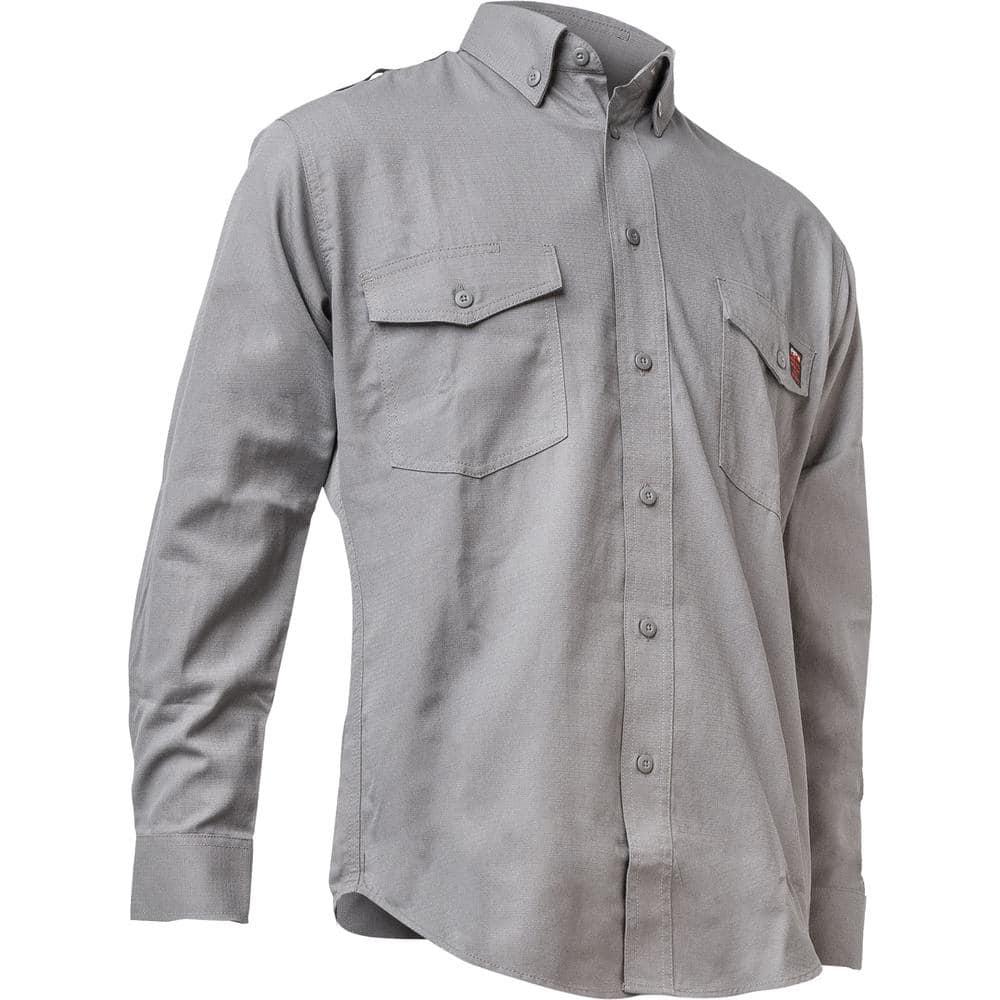 PIP Men's Small Gray AR/FR Dual Certified Ripstop Long Sleeve Work