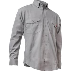 PIP Men's Large Gray AR/FR Dual Certified Ripstop Long Sleeve Work