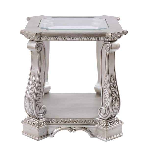 Acme Furniture Northville Antique Champagne and Clear Glass End Table