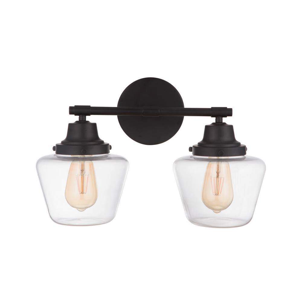 Essex 17.5" Polished Nickel 2-Light Vanity with Clear Glass Shades