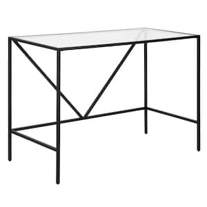 Draper 44 in. Blackened Bronze Writing Desk with Glass Top