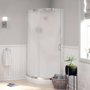 Breeze 32 in. L x 32 in. W x 77.36 in. H Corner Shower Kit with Frosted Framed Sliding Door in Chrome