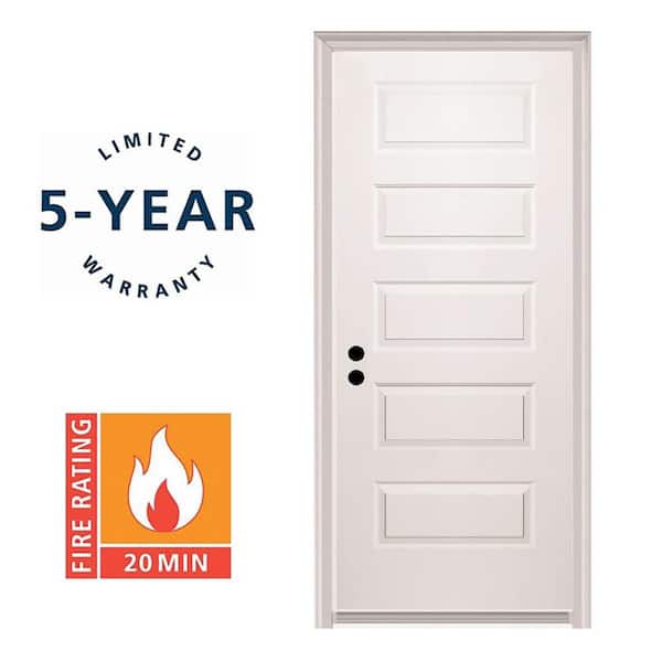 32 in. x 80 in. Rockport Right-Hand Primed Composite 20 Min. Fire-Rated House-to-Garage Single Prehung Interior Door