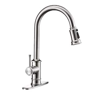 3-Modes Single Handle Pull Down Sprayer Kitchen Faucet Stainless Steel No Lead in Brushed Nickel