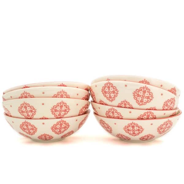 Euro Ceramica Alfama 8-Piece Red Dining Bowl Set