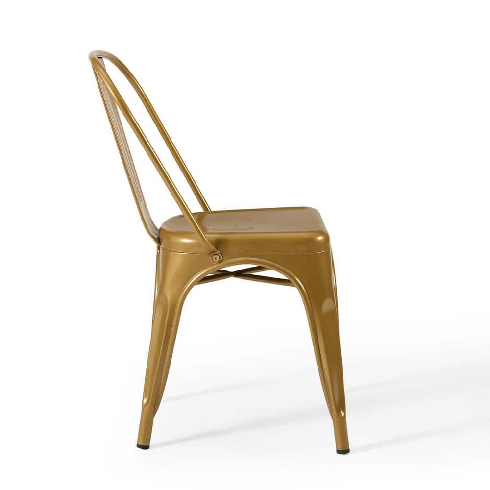 Gold Metal Bistro Dining Side Chair Set of 2