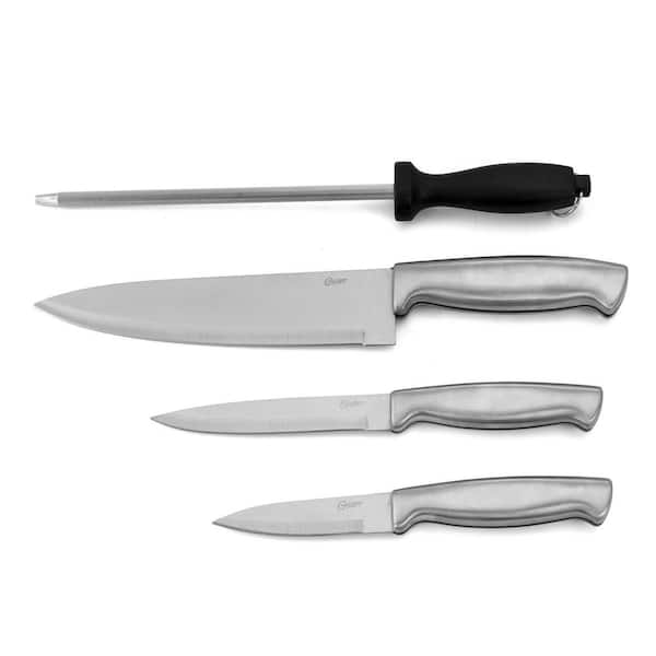 Home Basics 4-Piece Grey Stainless Steel Knife Set with Knife Blade  Sharpener HDC65556-2Pack - The Home Depot