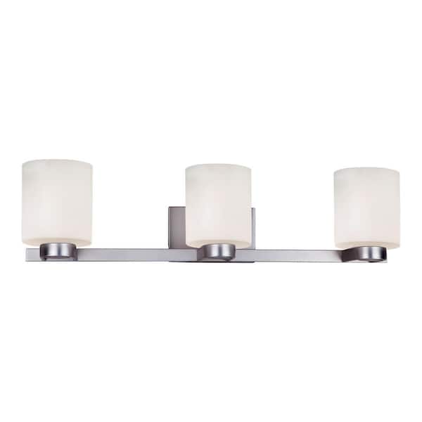Unbranded Mona 3-Light Brushed Nickel Bath Vanity Light with Satin White Glass