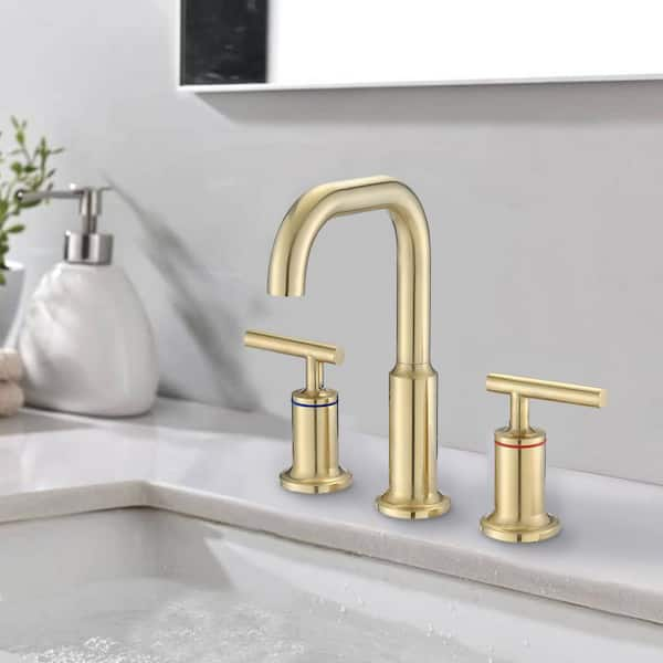 UPIKER Modern 8 in. Widespread Double Handle 360° Swivel Spout Bathroom ...