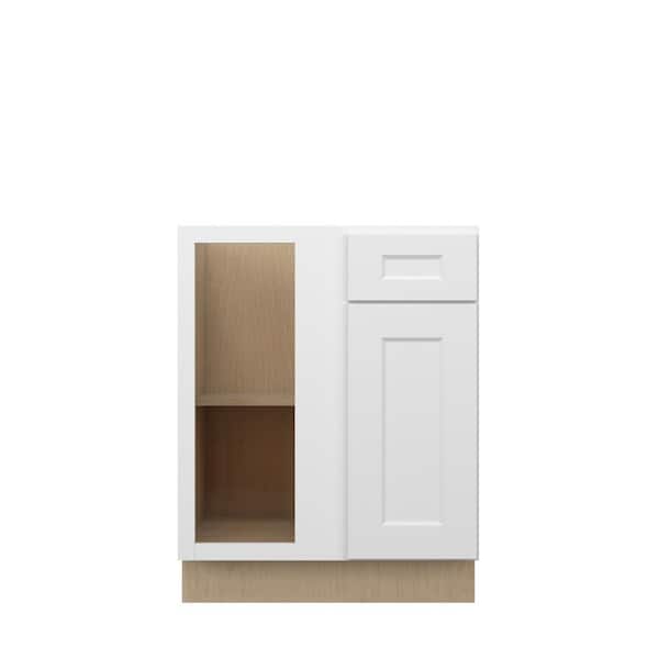 Norfolk Shaker 27 in. W x 34.5 in. H x 24 in. D in Painted White Plywood Assembled Corner Blind Base-Left