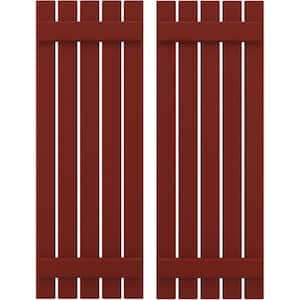 19-1/2-in W x 40-in H Americraft 5 Board Exterior Real Wood Spaced Board and Batten Shutters Pepper Red