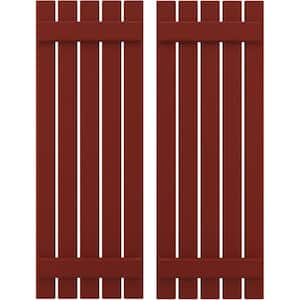 19-1/2 in. W x 58 in. H Americraft 5-Board Exterior Real Wood Spaced Board and Batten Shutters in Pepper Red