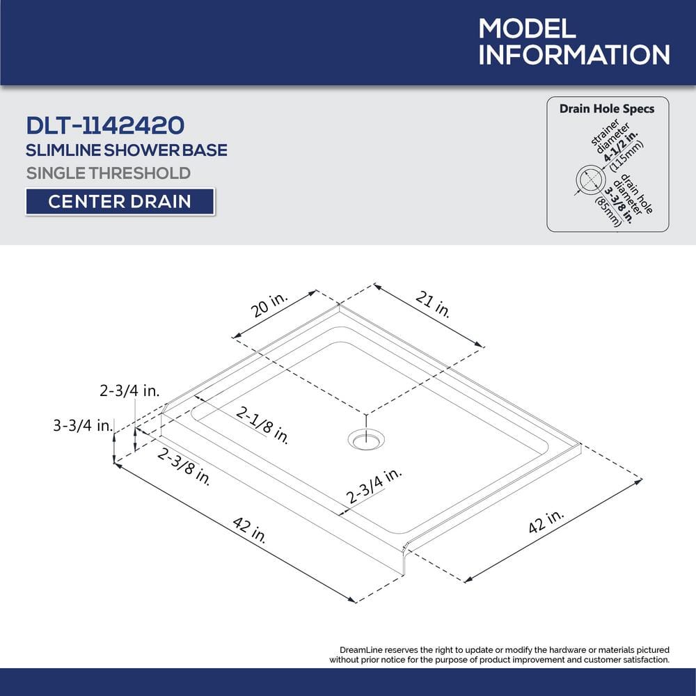 Lumen 42" x 74.75" Brushed Nickel Hinged Shower Enclosure with White Base