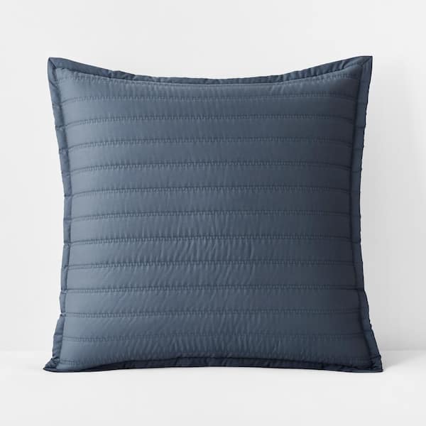 The Company Store Legends Hotel Wrinkle-Free Steel Blue Cotton Sateen Euro Sham