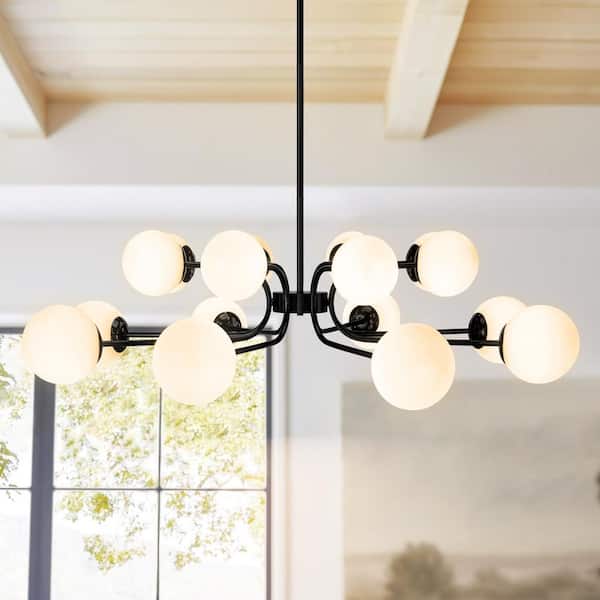 Daniel 16-Light Black Contemporary 2-Tiers Sputnik Chandelier