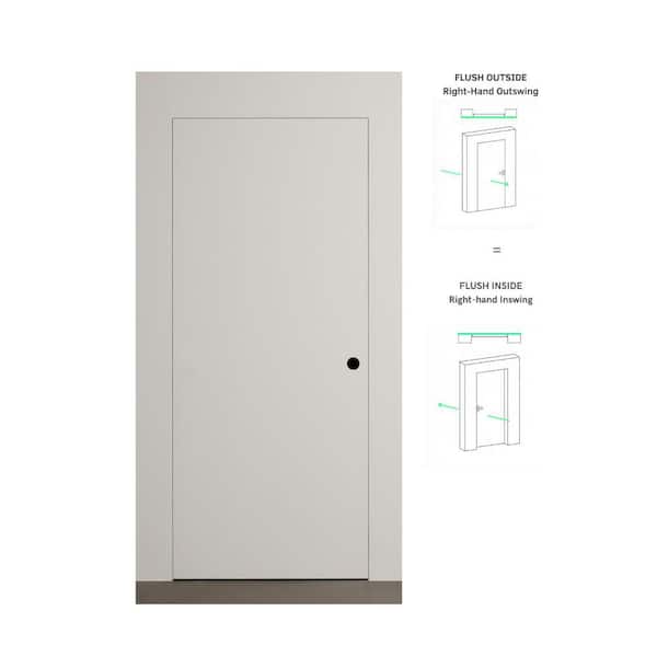 Frameless Invisible R 18 in. x 96 in. Right-Handed Solid Core Primed Engineered Wood Single Prehung Interior Door