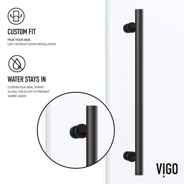 Elan 56 to 60 in. W x 74 in. H Frameless Sliding Shower Door with Laminated Glass and Handle in Matte Black