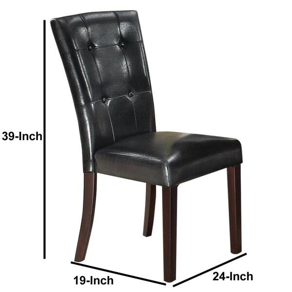 Benjara Leather Upholstered Black, Black Leather High Back Dining Chairs