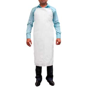 43.3 in. x 34 in. White Adjustable Waterproof Material PVC Apron Smooth Finish to Prevent Bacterial Growth (1-Pack)