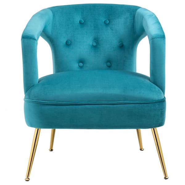 STICKON 25.59 in. W Light Blue Velvet Arm Chair (Set of 1)