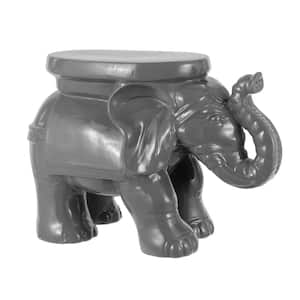 JONATHAN Y White Elephant 14.25 in. Ceramic Garden Stool