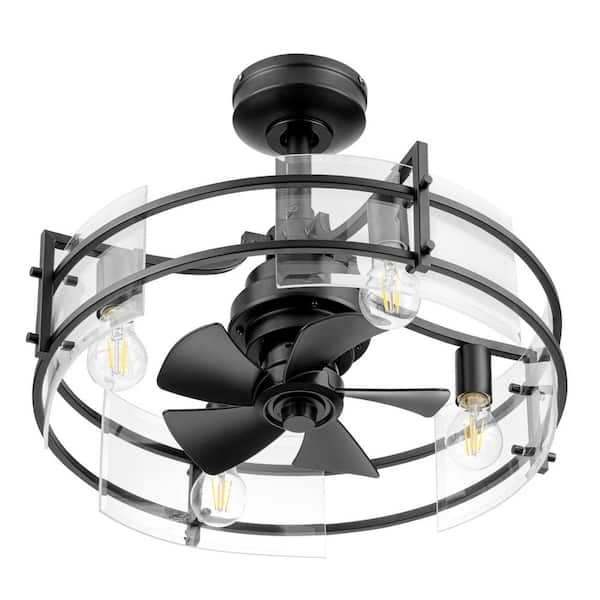 Honeywell Padfield 22 in. LED Indoor Matte Black 4-Light Fandelier Modern Ceiling Fan with Remote Control