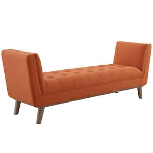 Haven Orange Tufted Button Upholstered Fabric Accent Bench