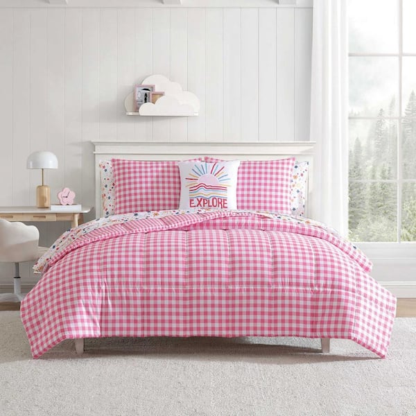 Nautica Strawberry Field 4-Piece White/Pink/Green Microfiber Full