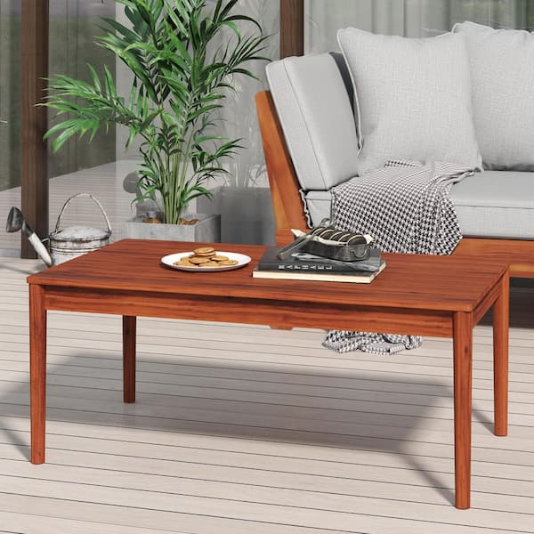 Emmanuel Rectangle Acacia Wood Outdoor Patio Coffee Table, Mahogany