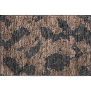 Mayfield Premium Machine Washable Abstract AMF975 Chocolate 1 ft. 8 in. x 2 ft. 6 in. Area Rug