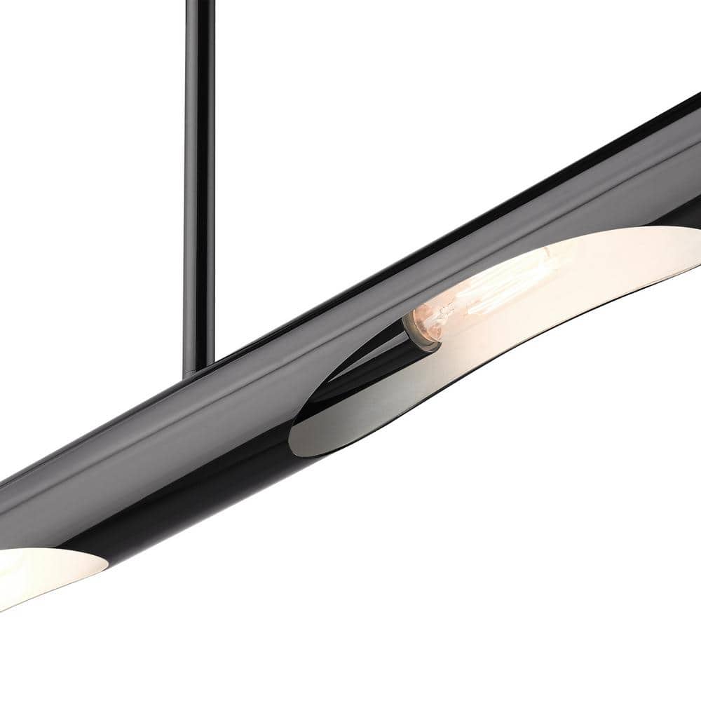 Acra Minimalist Black Chrome 3-Light Linear Chandelier