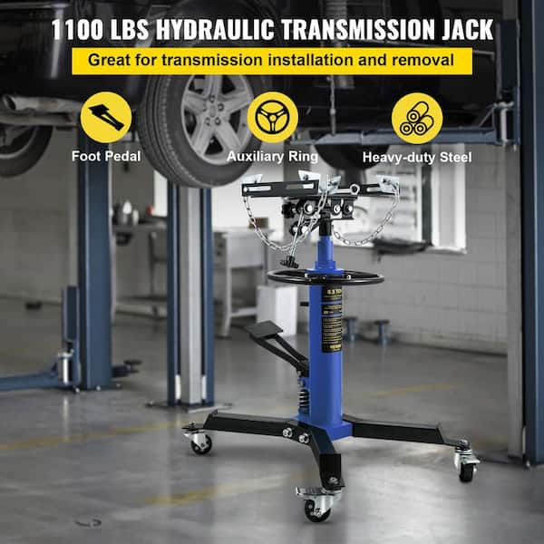 VEVOR MSDGYYCDQJ05T7RKDV0 Transmission Jack 1100 lbs. Hydraulic Telescopic Floor Jack Stand 2-Stage w/ Foot Pedal 360-Degree Wheel for Garage Shop - 2