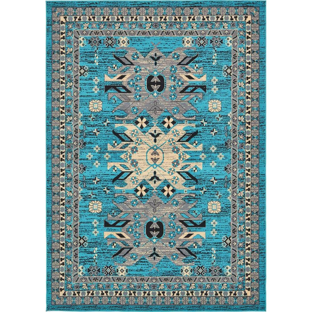 Taftan Oasis Turquoise 7' 0 x 10' 0 Area Rug -  Unique Loom, 3134456