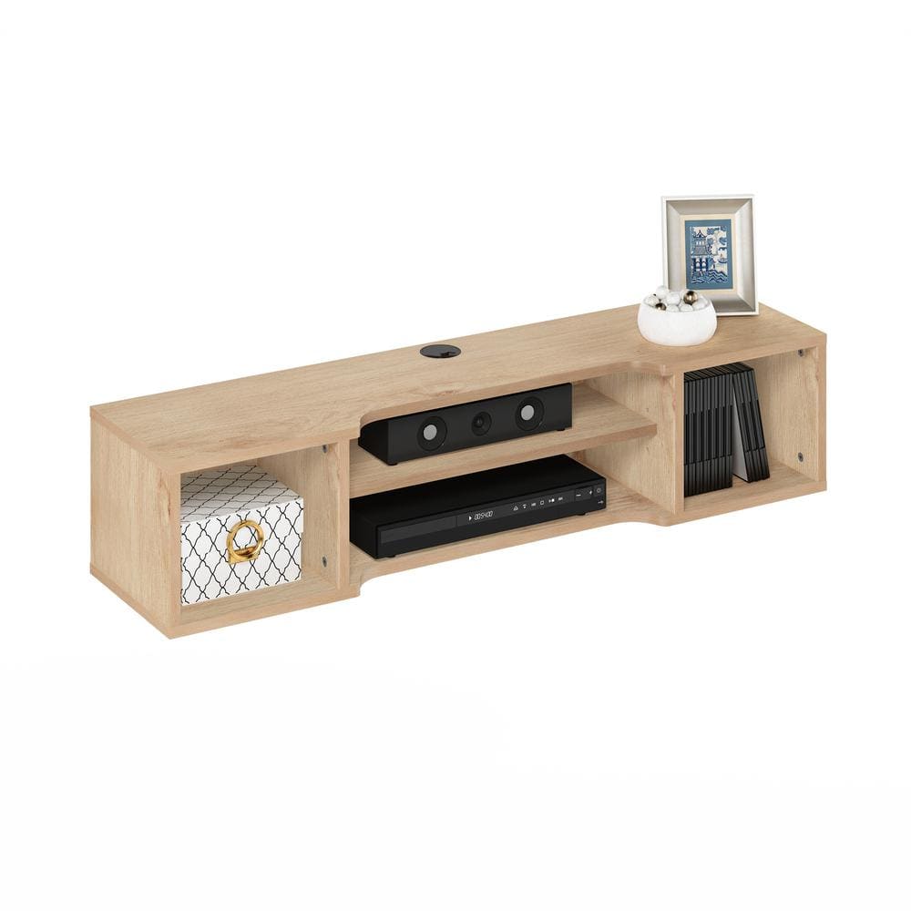 Marcy Oak Modern Wall Mounted Floating Media Console
