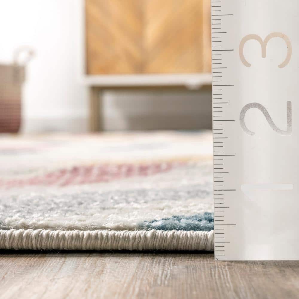 Neveah Beige Geometric Chevron Runner Rug, 2' 8" x 8'