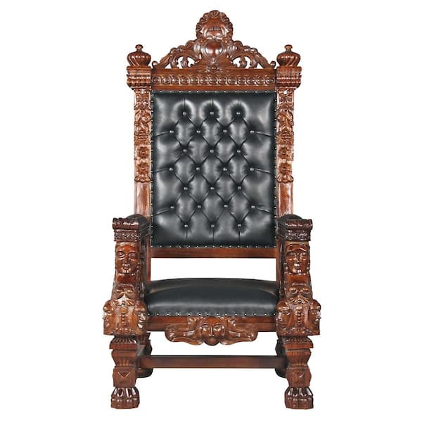  Design Toscano The Fitzjames Throne Leather Arm Chair