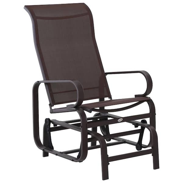 COOLSHARK Outdoor Metal Glider Chair, Gliders with Smooth Rocking Mechanism and Lightweight Construction for Backyard, Brown