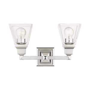 Chadbdurne 15 in. 2-Light Polished Chrome Vanity Light with Clear Glass