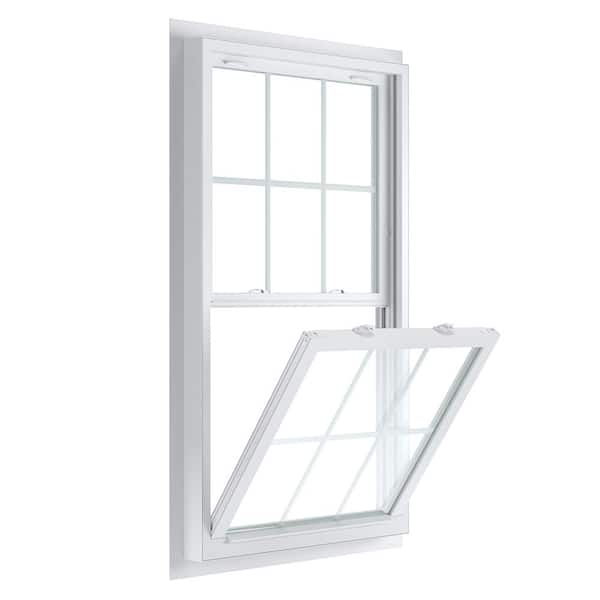 American Craftsman 32 in. x 54 in. 70 Series Low-E Argon SC Glass Double  Hung White Vinyl Fin with J Window with Grids, Screen Incl 70 DH Fin LS -  The Home Depot