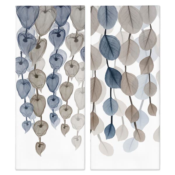Neutral Opaque Cascading Leaves by Albert Koetsier 2-Piece Unframed Graphic Art Print Abstract 24 in. x 10 in.